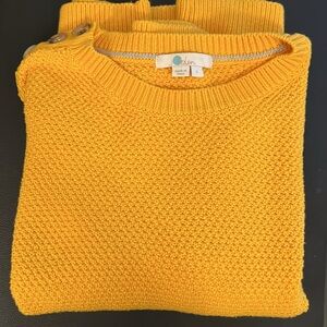 BODEN SMALL Yellow Crew Neck Sweater Textured Knit Long Sleeves 100% cotton